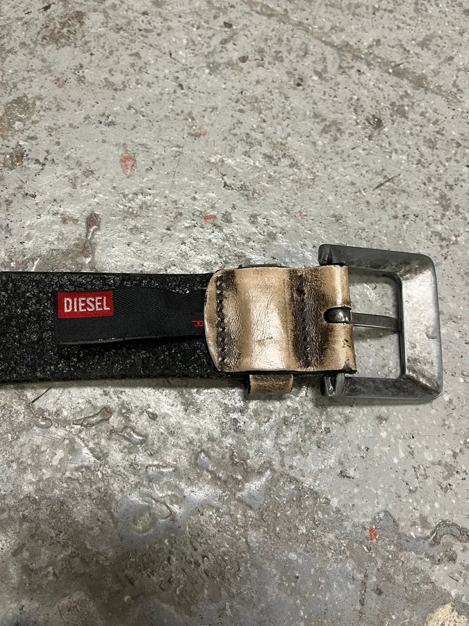 Diesel Dirty Beige Leather Belt (OS) XqFLoHd 7