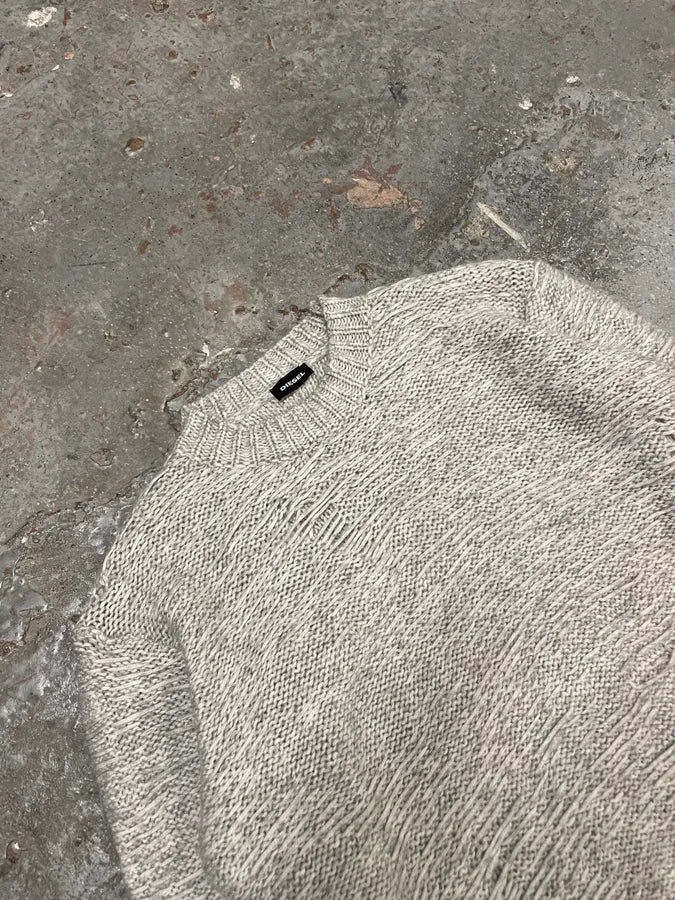 Diesel Distressed Grey Wool Sweater (M) 3
