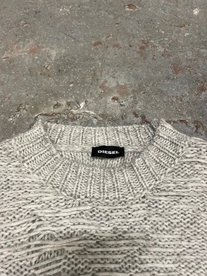 Diesel Distressed Grey Wool Sweater (M) 7