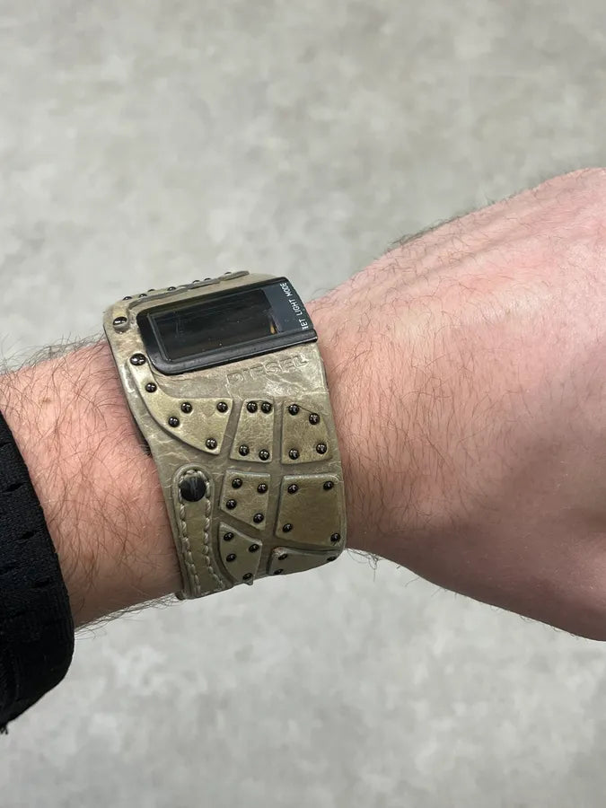 Diesel DZ 7067 Olive Patchwork Leather Watch eNMLUYM 3