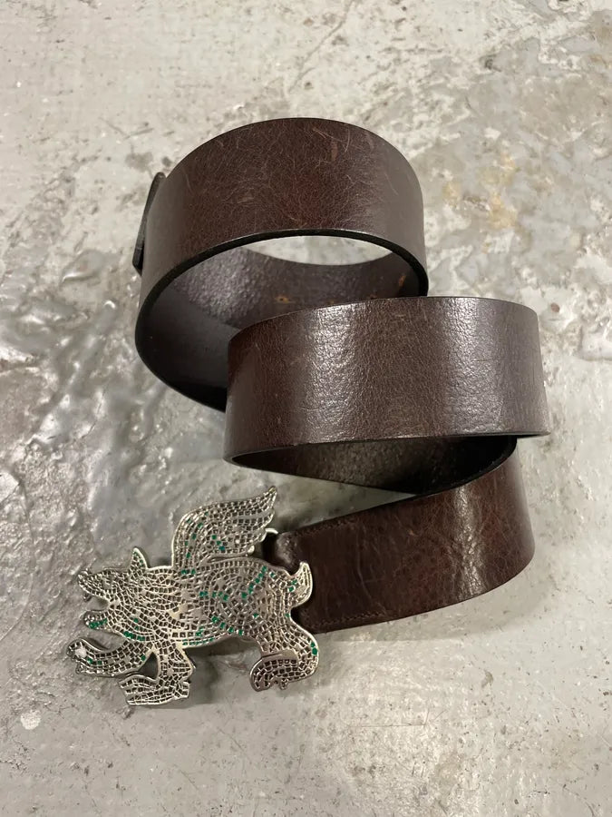 Diesel Evil Mosaic Buckle Black Leather Belt Wletlzq 1