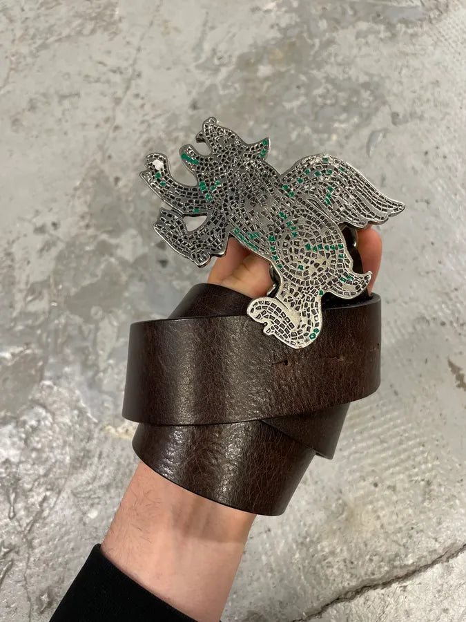 Diesel Evil Mosaic Buckle Black Leather Belt Wletlzq 2