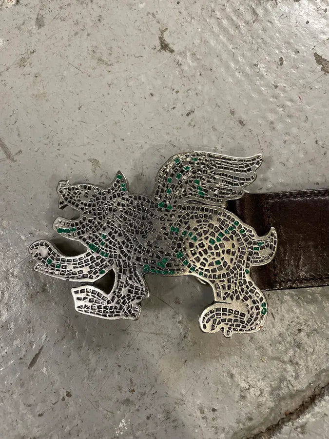 Diesel Evil Mosaic Buckle Black Leather Belt Wletlzq 5