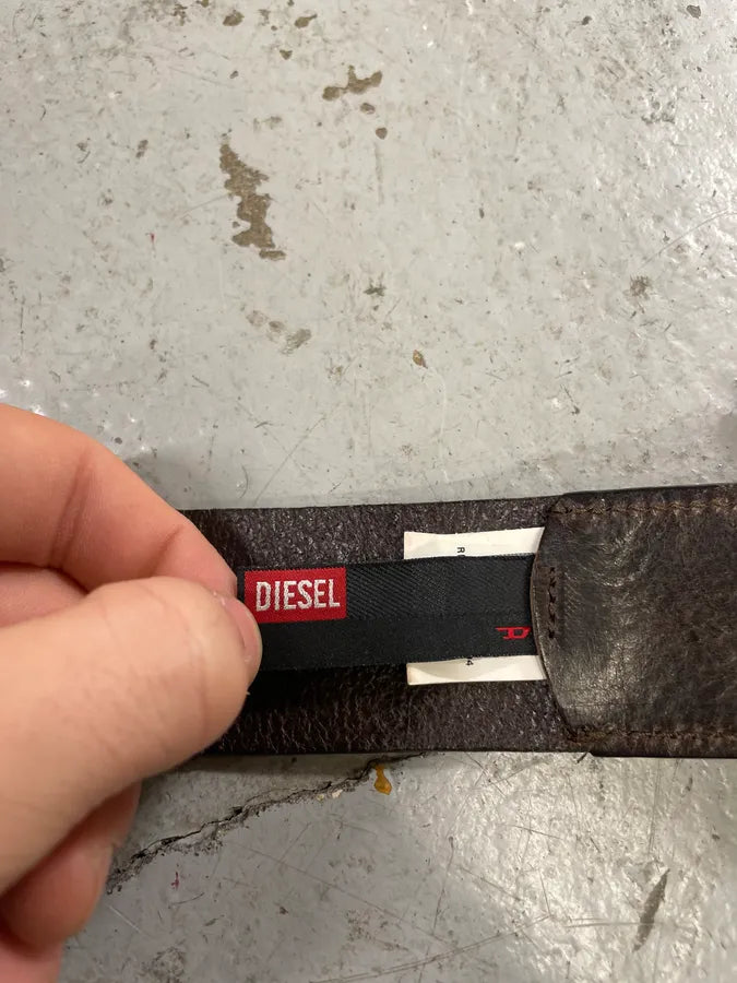 Diesel Evil Mosaic Buckle Black Leather Belt Wletlzq 7
