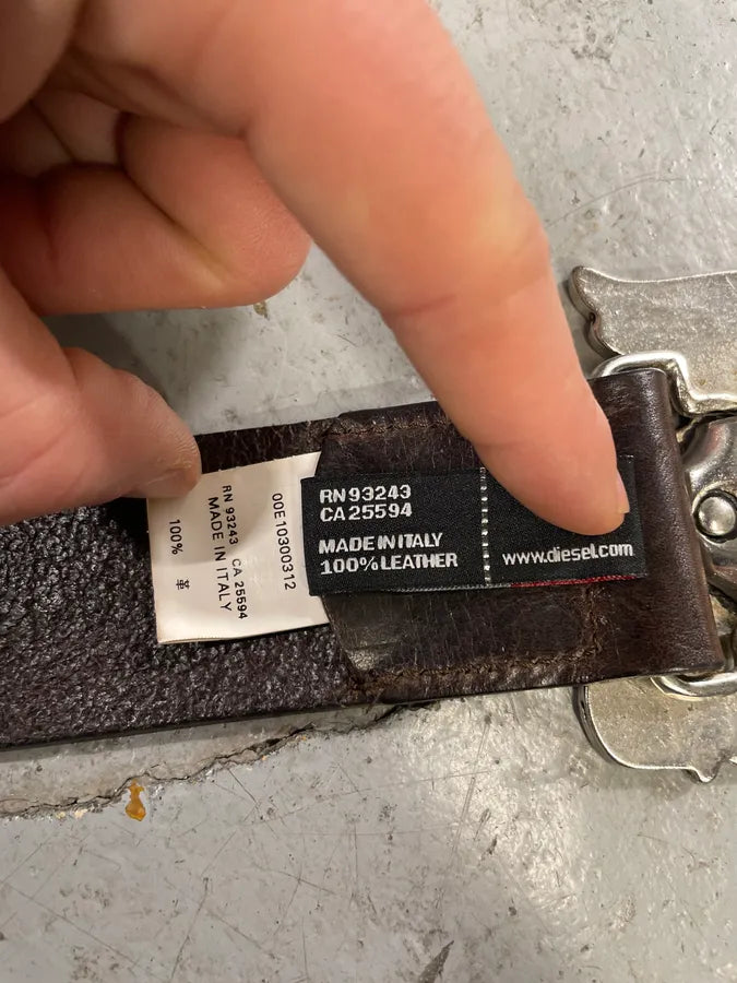 Diesel Evil Mosaic Buckle Black Leather Belt Wletlzq 8