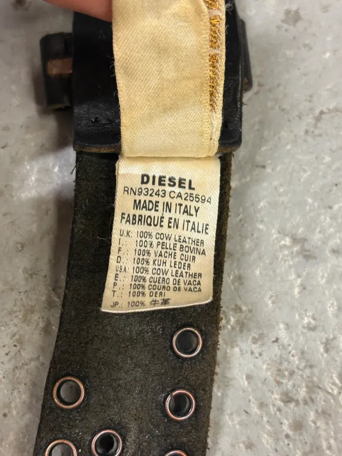 Diesel Eyelet Black Leather Belt tMKFCrr 8