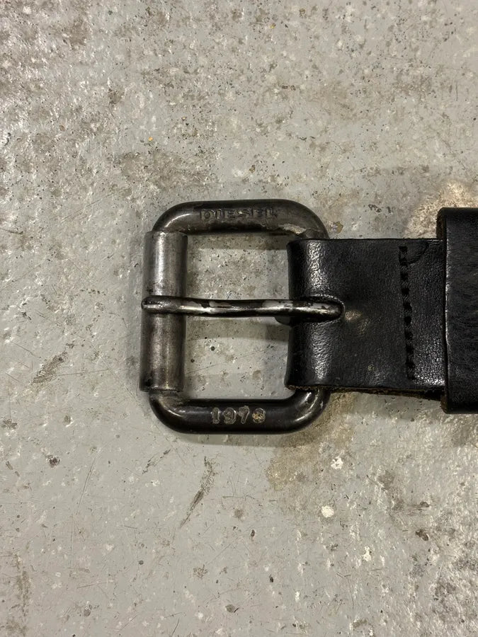 Diesel Eyelet Black Leather Belt tMKFCrr 6