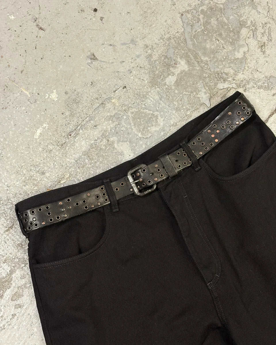 Diesel Eyelet Black Leather Belt tMKFCrr 0