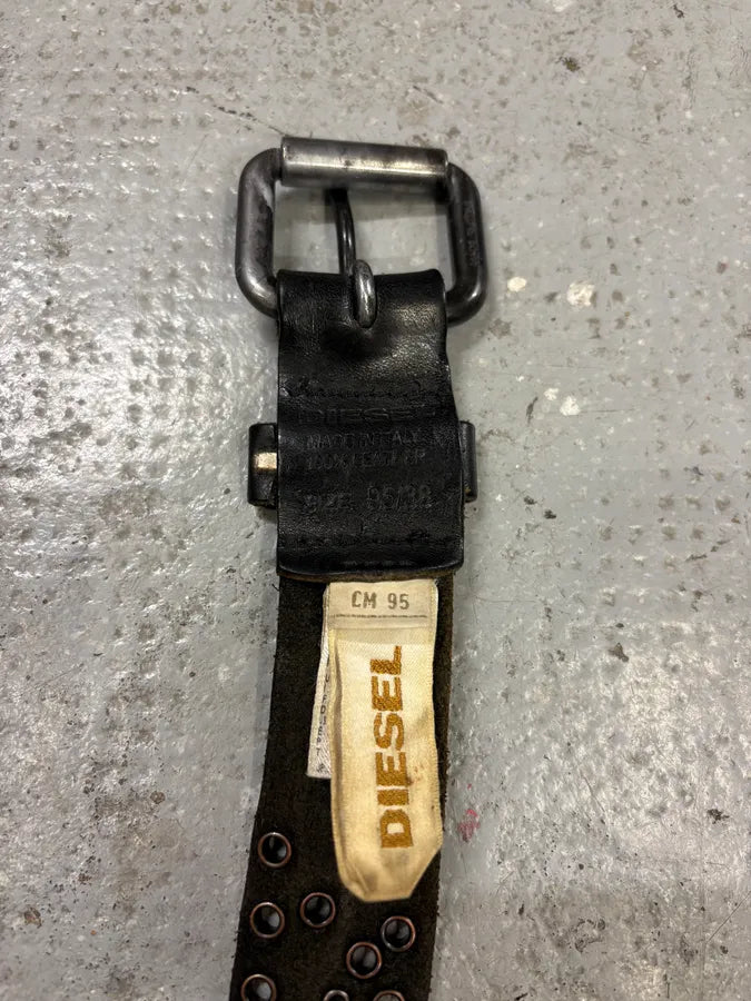 Diesel Eyelet Black Leather Belt tMKFCrr 7