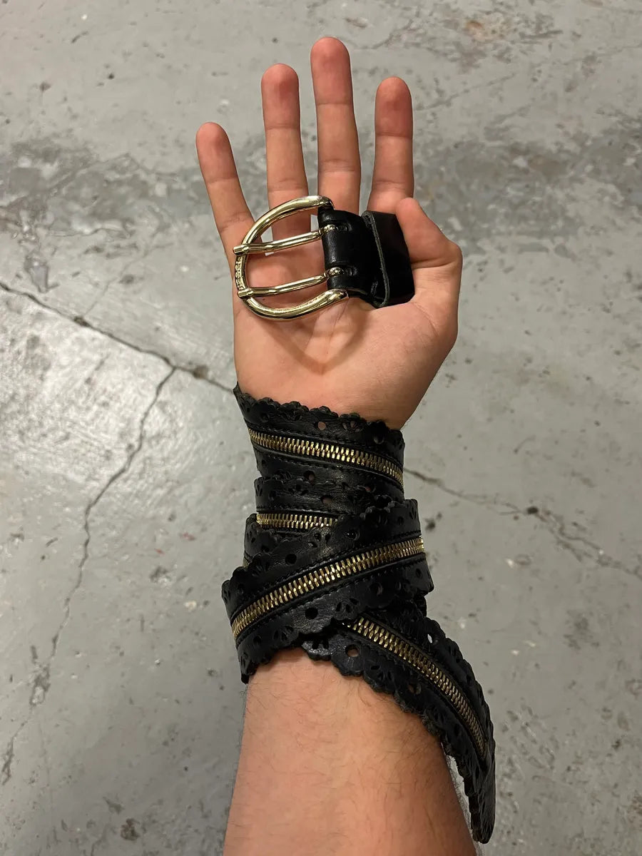 Diesel Full Zip Black Leather Belt BakCbRw 0