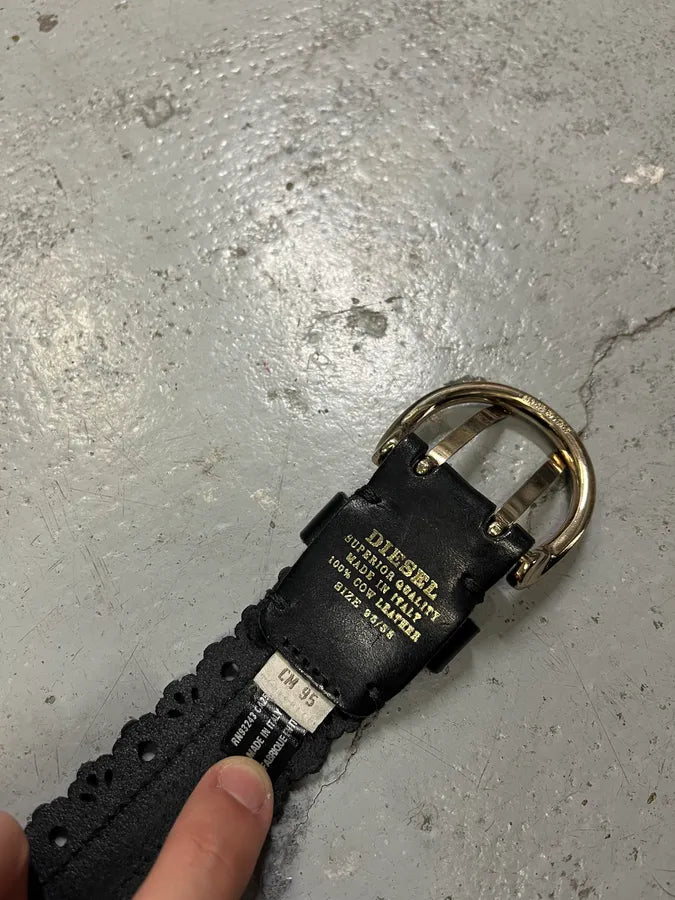 Diesel Full Zip Black Leather Belt BakCbRw 8