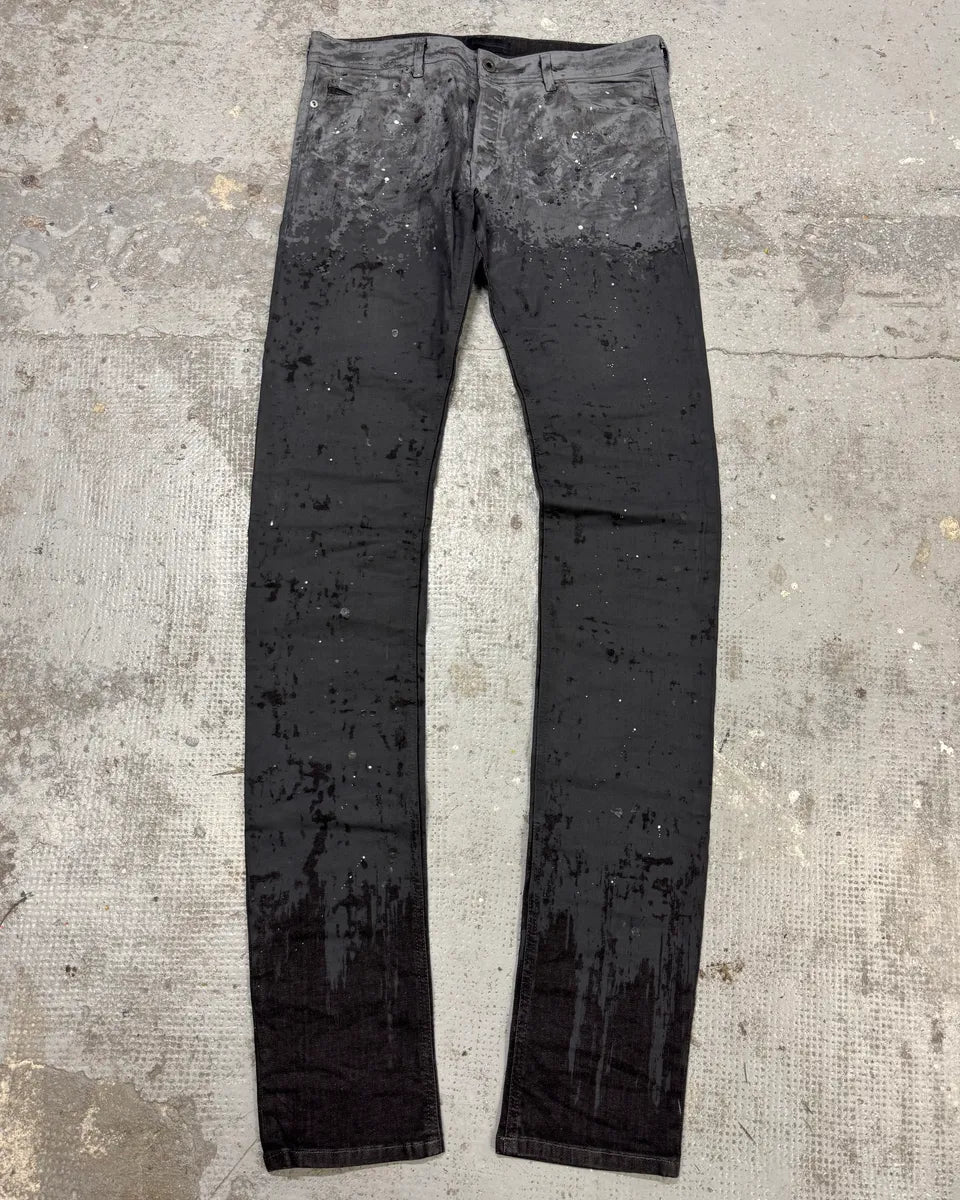 Diesel Gradient Waxed Black Denim Skinny Jeans ZRFZFFi 0