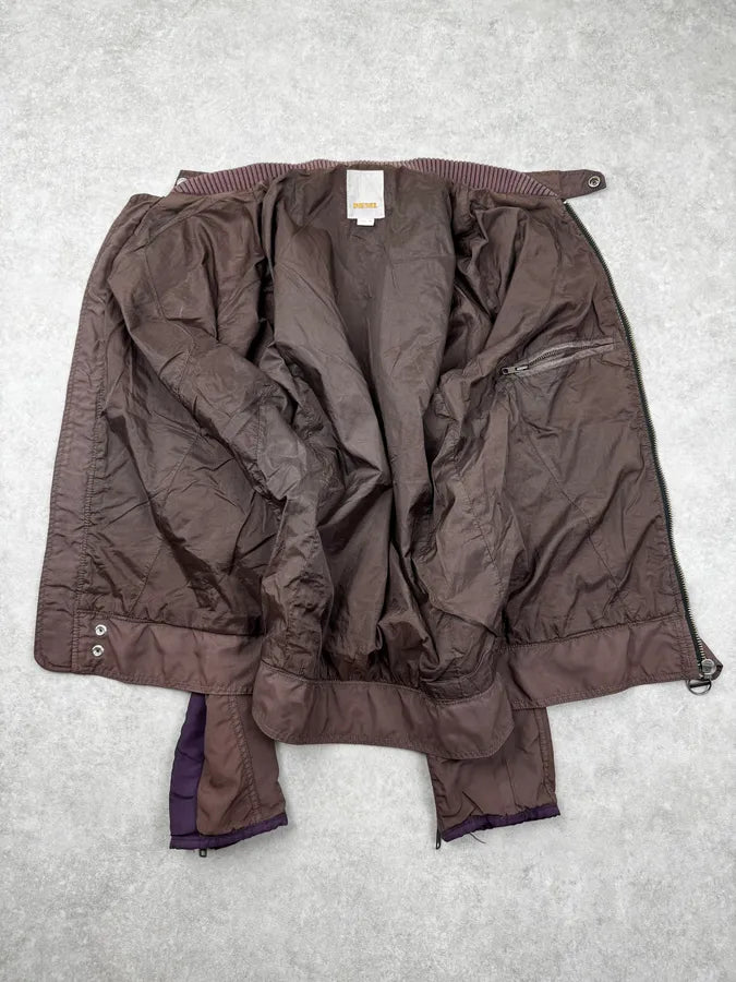 Diesel Brown & Purple Biker Nylon Jacket OUdTbbJ 6