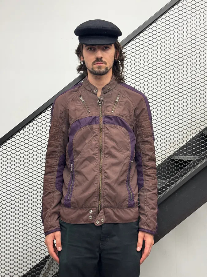 Diesel Brown & Purple Biker Nylon Jacket OUdTbbJ 2
