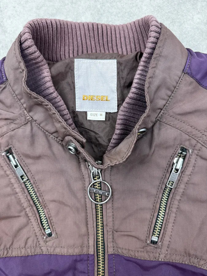 Diesel Brown & Purple Biker Nylon Jacket OUdTbbJ 9
