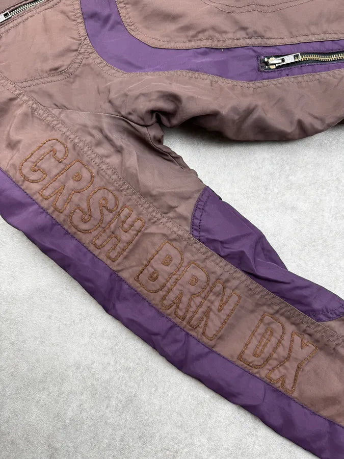 Diesel Brown & Purple Biker Nylon Jacket OUdTbbJ 8