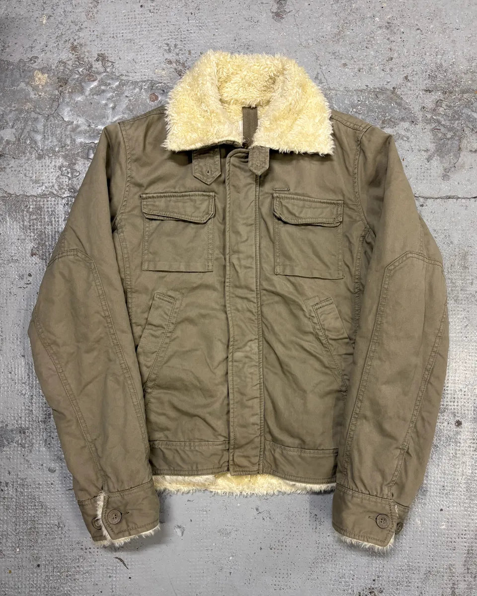 Diesel Green Faux Fur Military Jacket gWzhihC 0