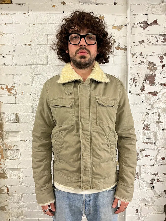 Diesel Green Faux Fur Military Jacket gWzhihC 1