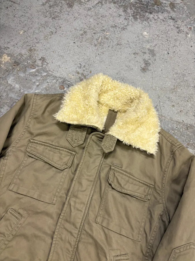 Diesel Green Faux Fur Military Jacket gWzhihC 3