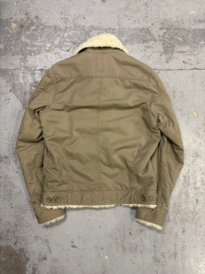 Diesel Green Faux Fur Military Jacket gWzhihC 4