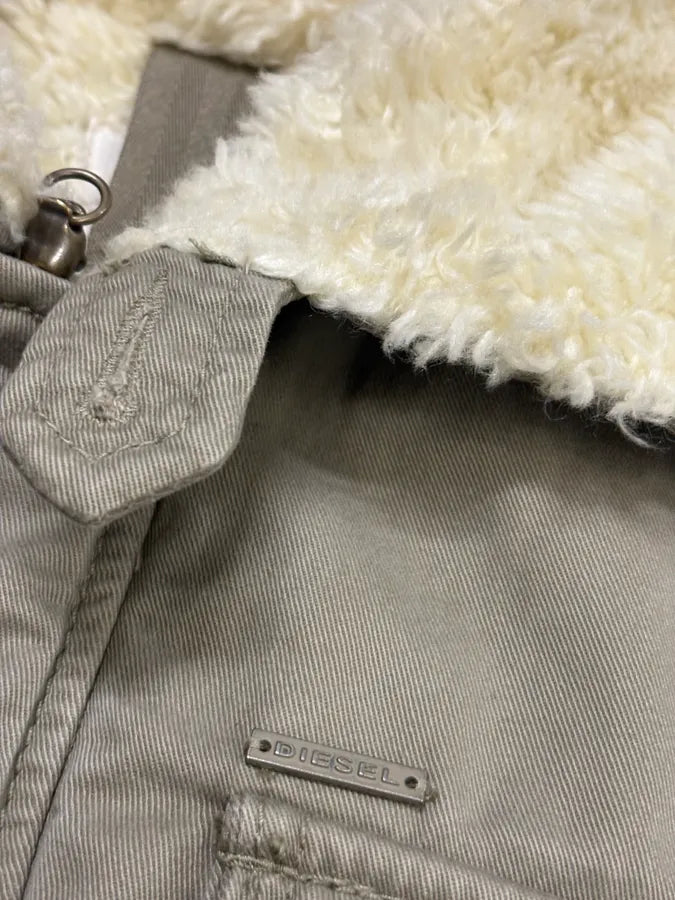 Diesel Green Faux Fur Military Jacket gWzhihC 7