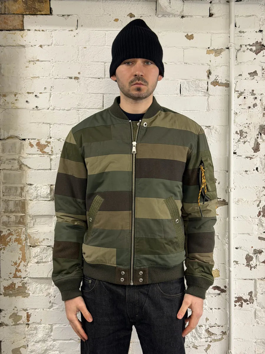Diesel Green Irregular Green Bomber Jacket tebbarR 1