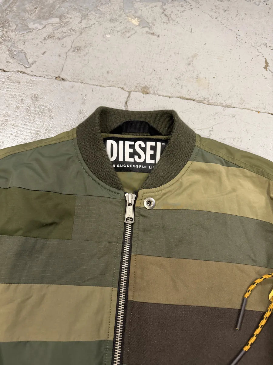 Diesel Green Irregular Green Bomber Jacket tebbarR 10