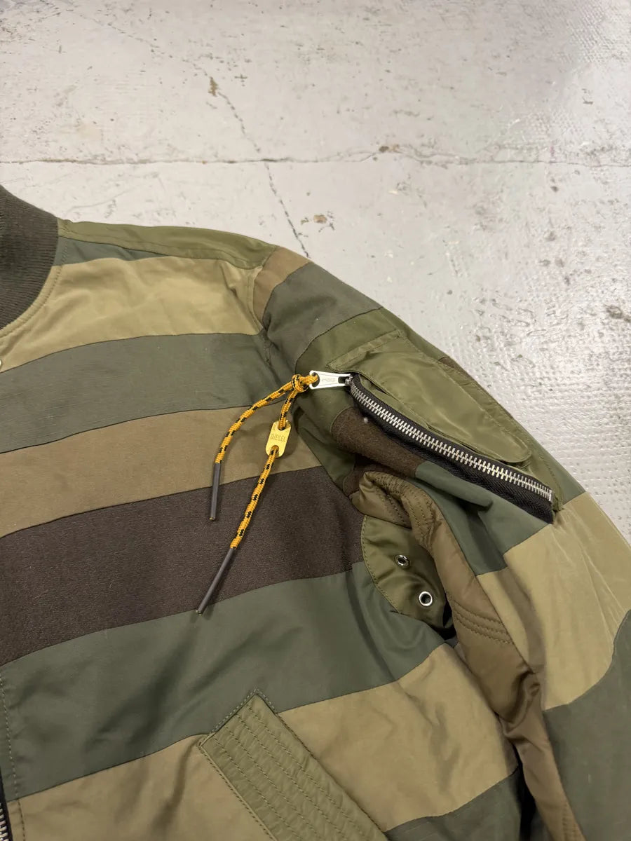 Diesel Green Irregular Green Bomber Jacket tebbarR 11