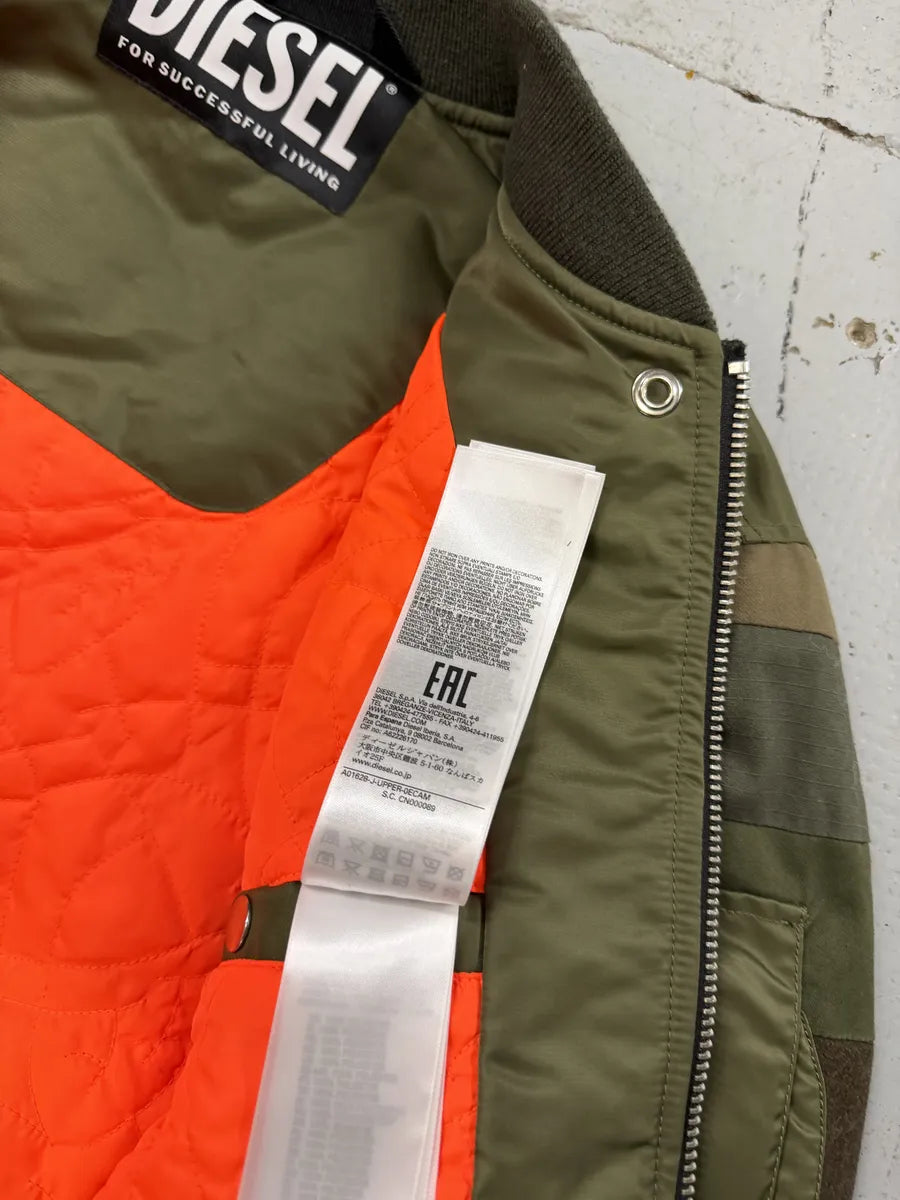 Diesel Green Irregular Green Bomber Jacket tebbarR 12