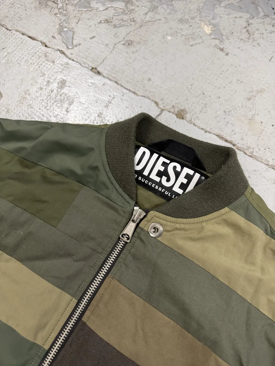 Diesel Green Irregular Green Bomber Jacket tebbarR 14