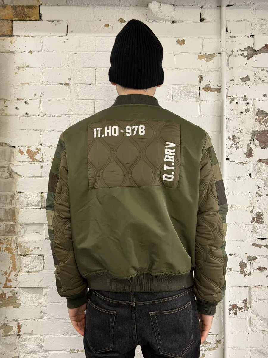 Diesel Green Irregular Green Bomber Jacket tebbarR 2