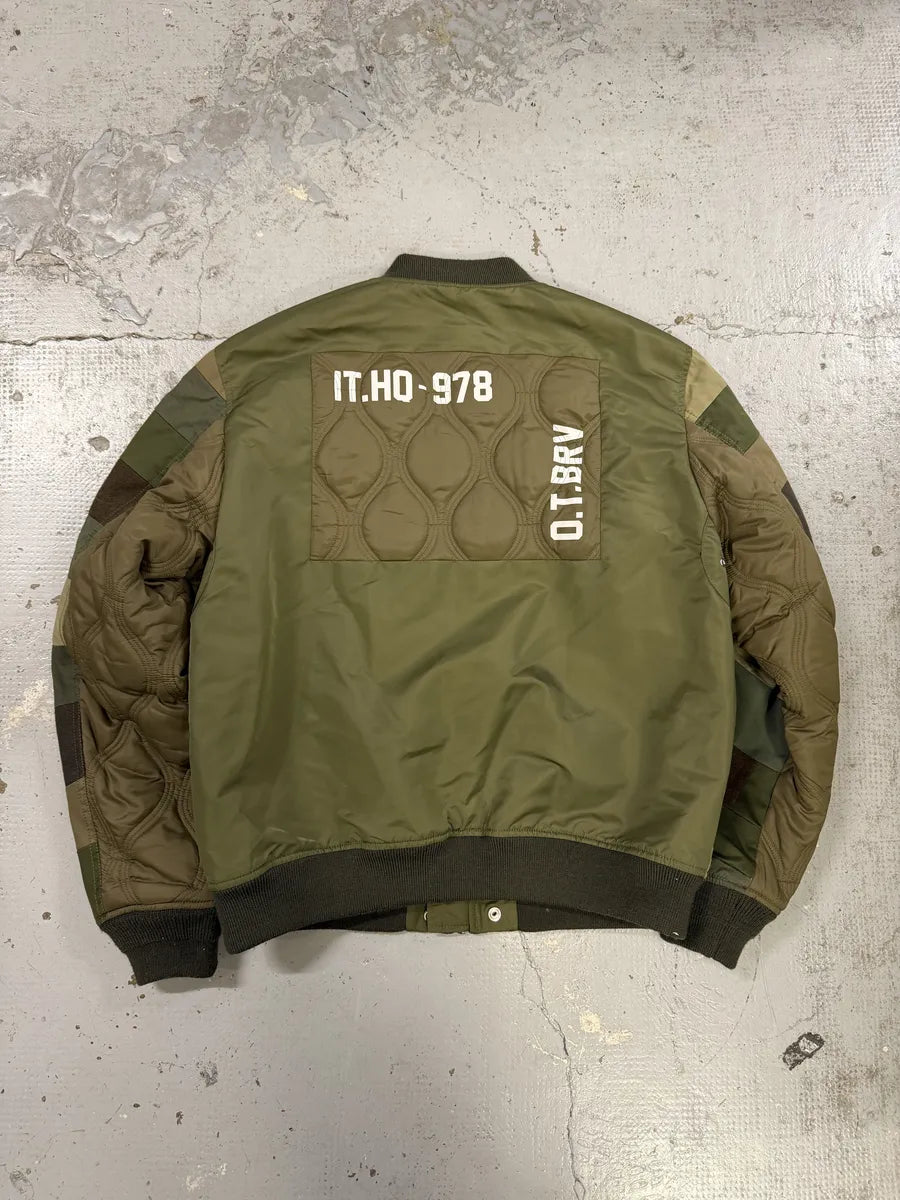 Diesel Green Irregular Green Bomber Jacket tebbarR 6