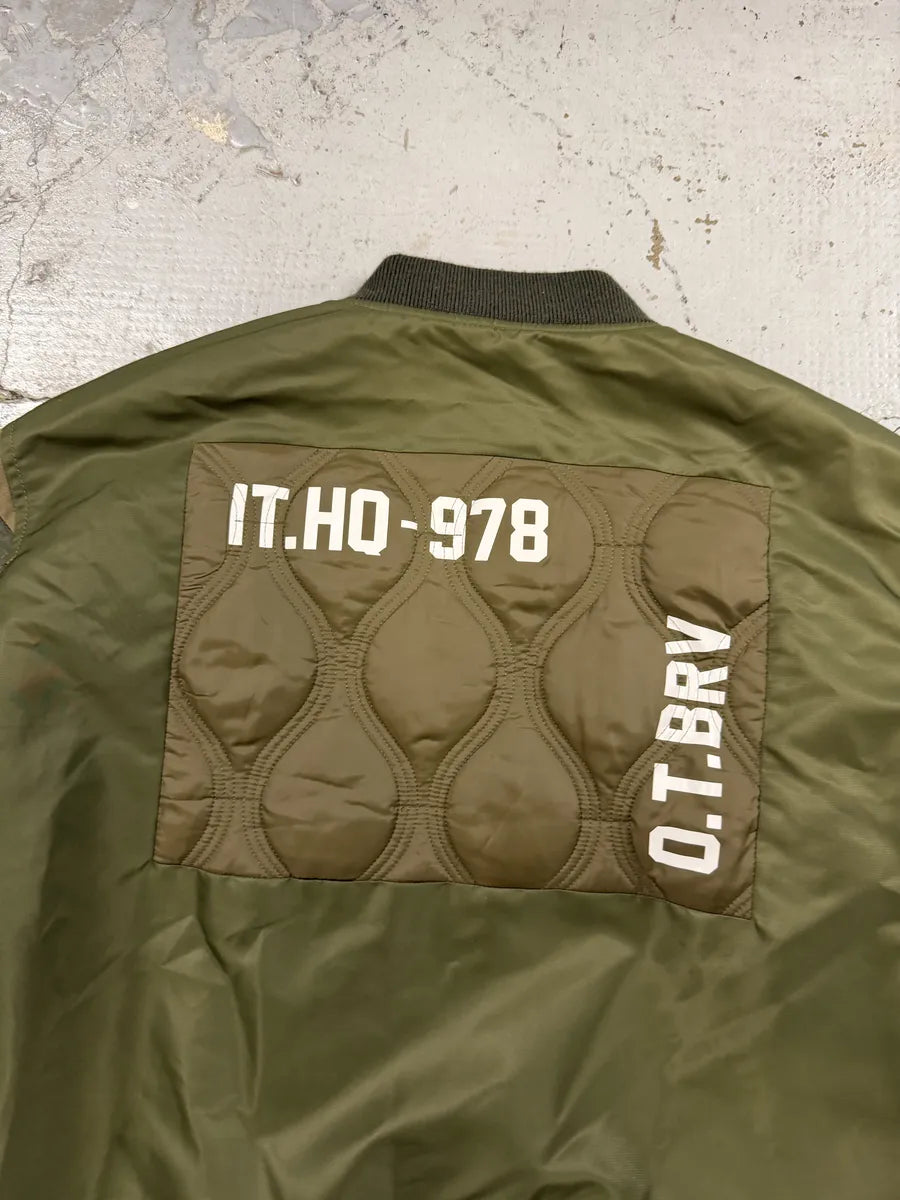 Diesel Green Irregular Green Bomber Jacket tebbarR 7