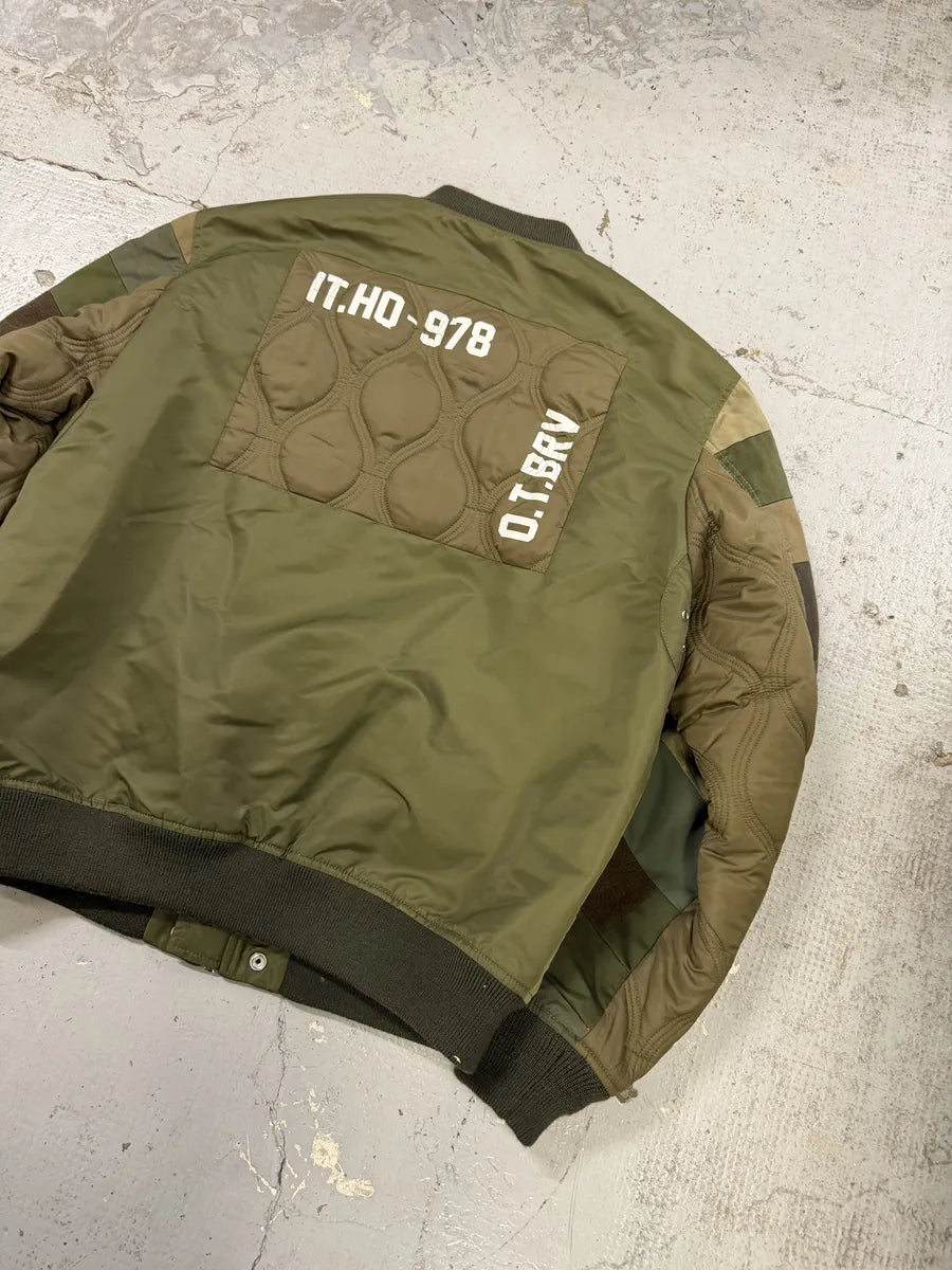 Diesel Green Irregular Green Bomber Jacket tebbarR 8