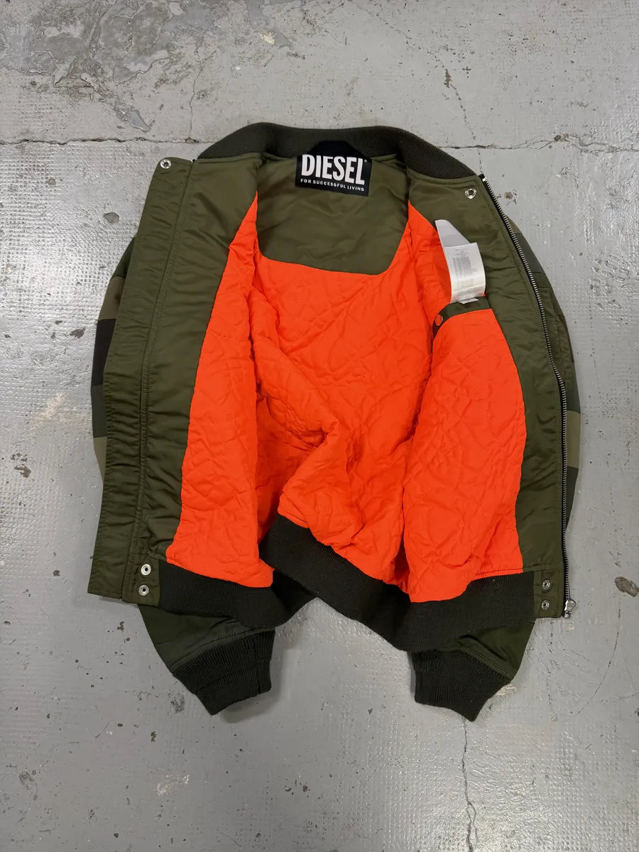 Diesel Green Irregular Green Bomber Jacket tebbarR 9