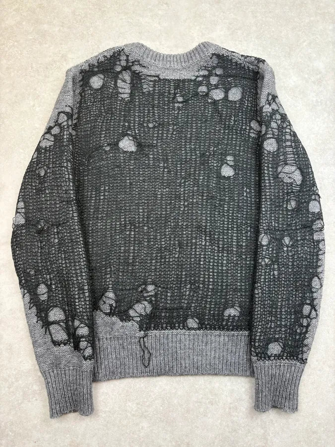 Diesel Grey & Black Cobweb Contemporary Sweater unQWJvF 5