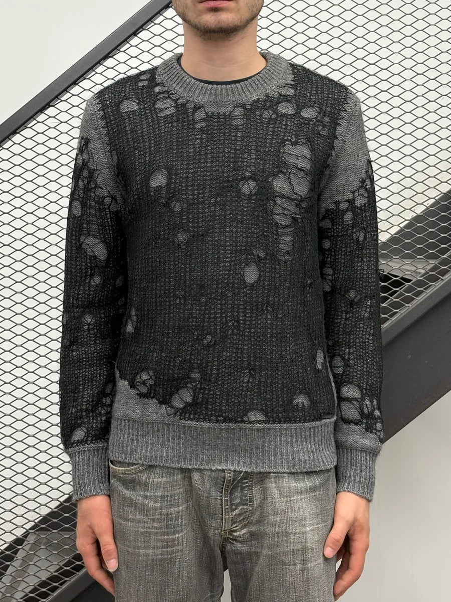 Diesel Grey & Black Cobweb Contemporary Sweater unQWJvF 1