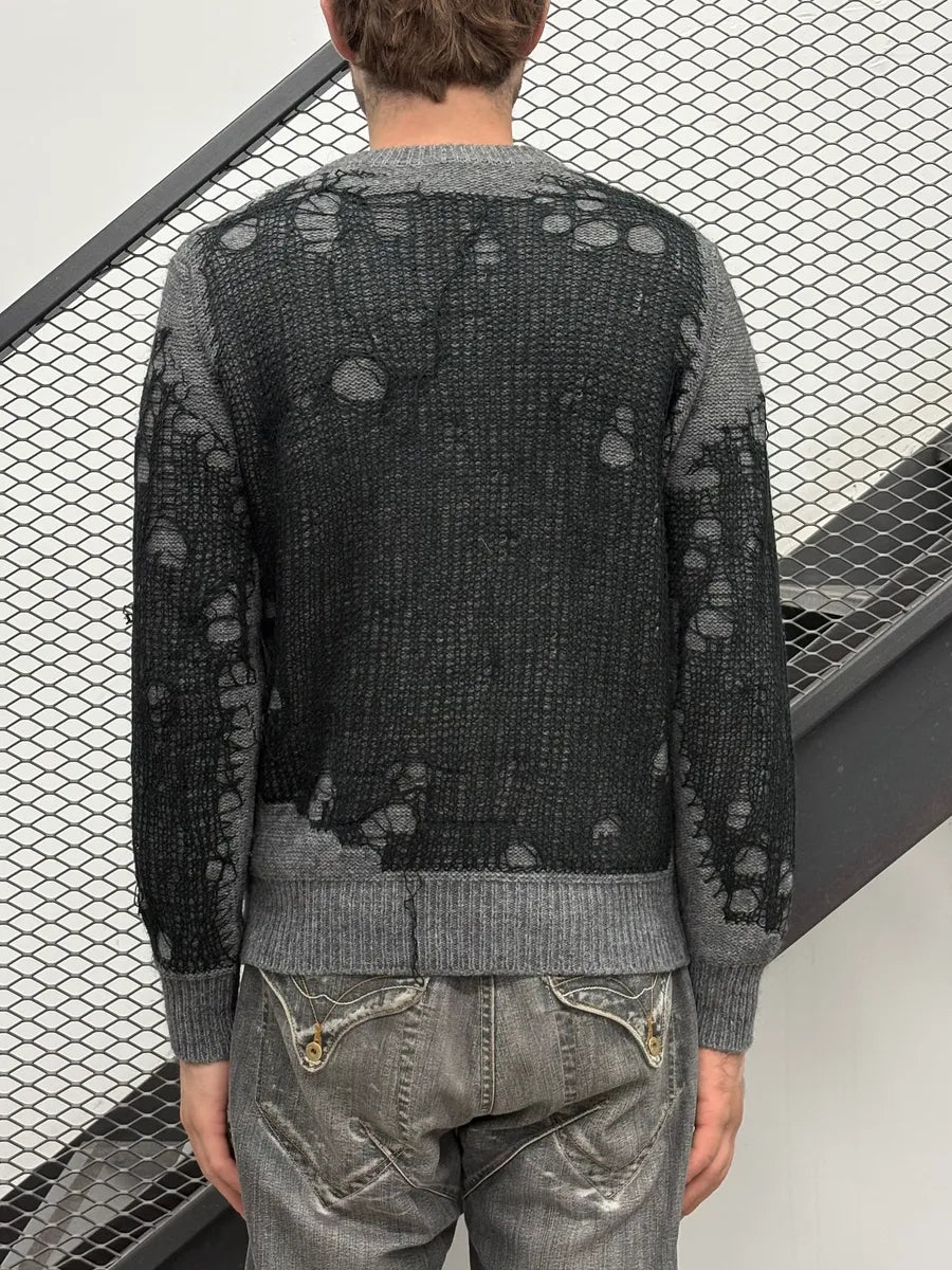 Diesel Grey & Black Cobweb Contemporary Sweater unQWJvF 2