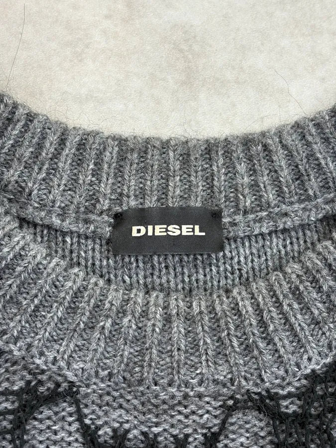 Diesel Grey & Black Cobweb Contemporary Sweater unQWJvF 8