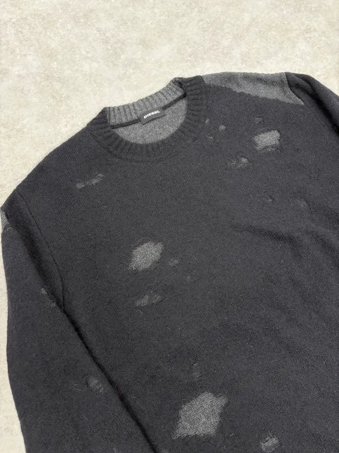 Diesel Grey & Black Distressed Sweater WMhJavX 4