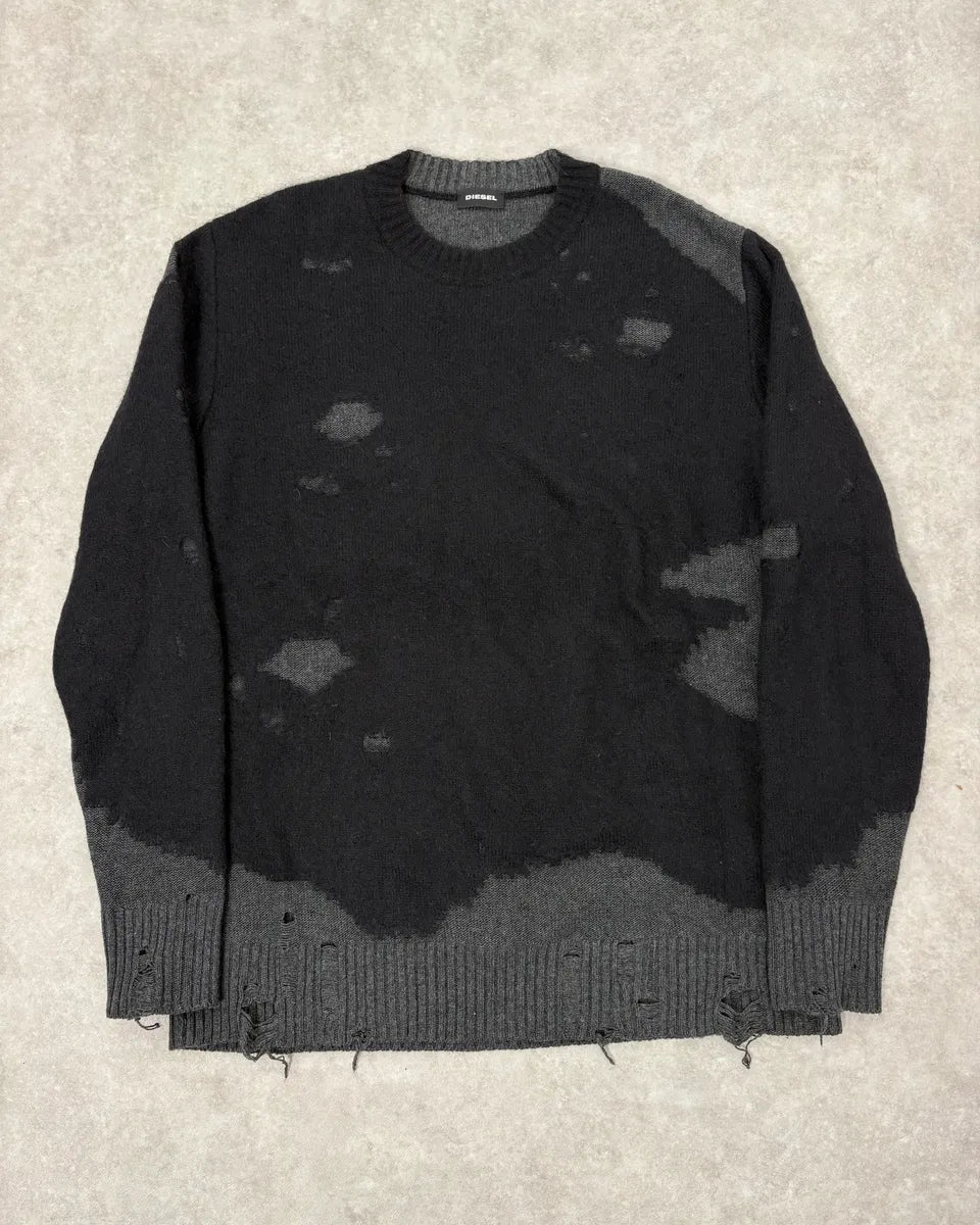 Diesel Grey & Black Distressed Sweater WMhJavX 0