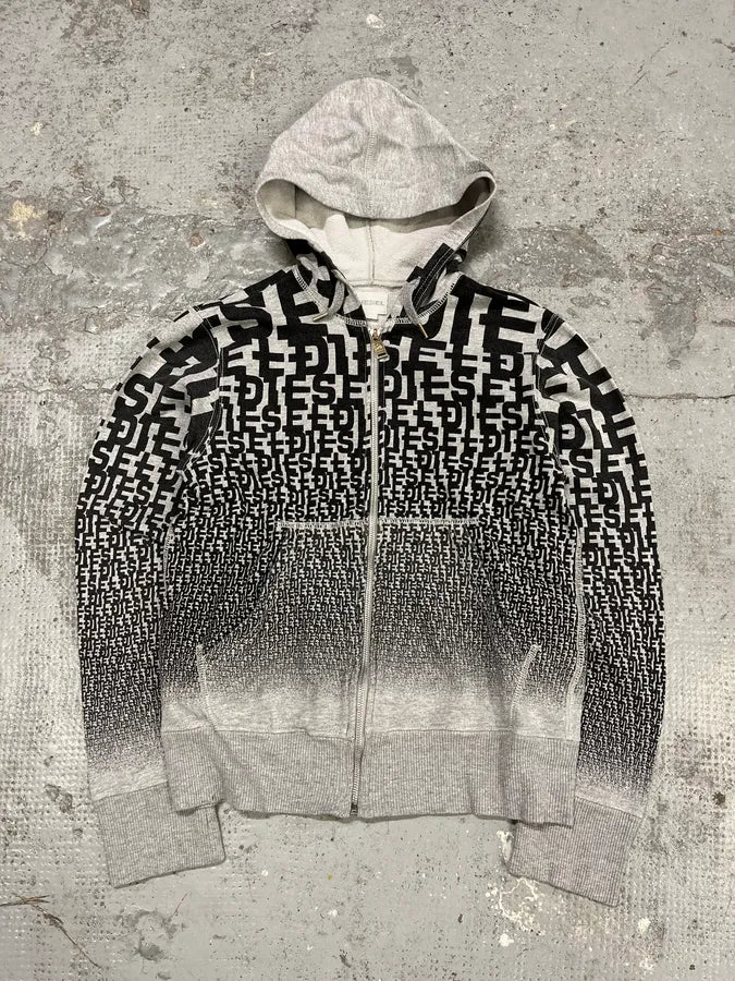 Diesel Grey & Black Extra Propaganda Zip-up Hoodie LSGQuRE 0