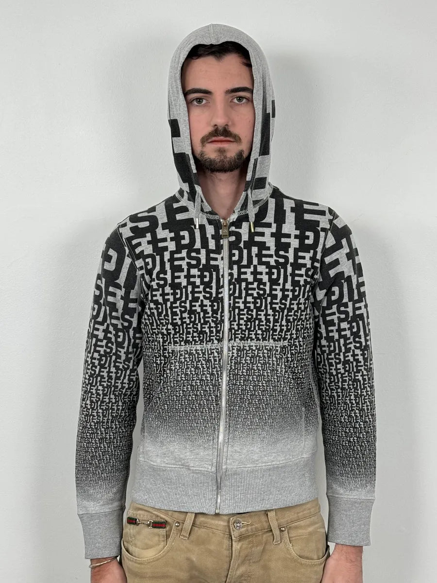 Diesel Grey & Black Extra Propaganda Zip-up Hoodie LSGQuRE 1