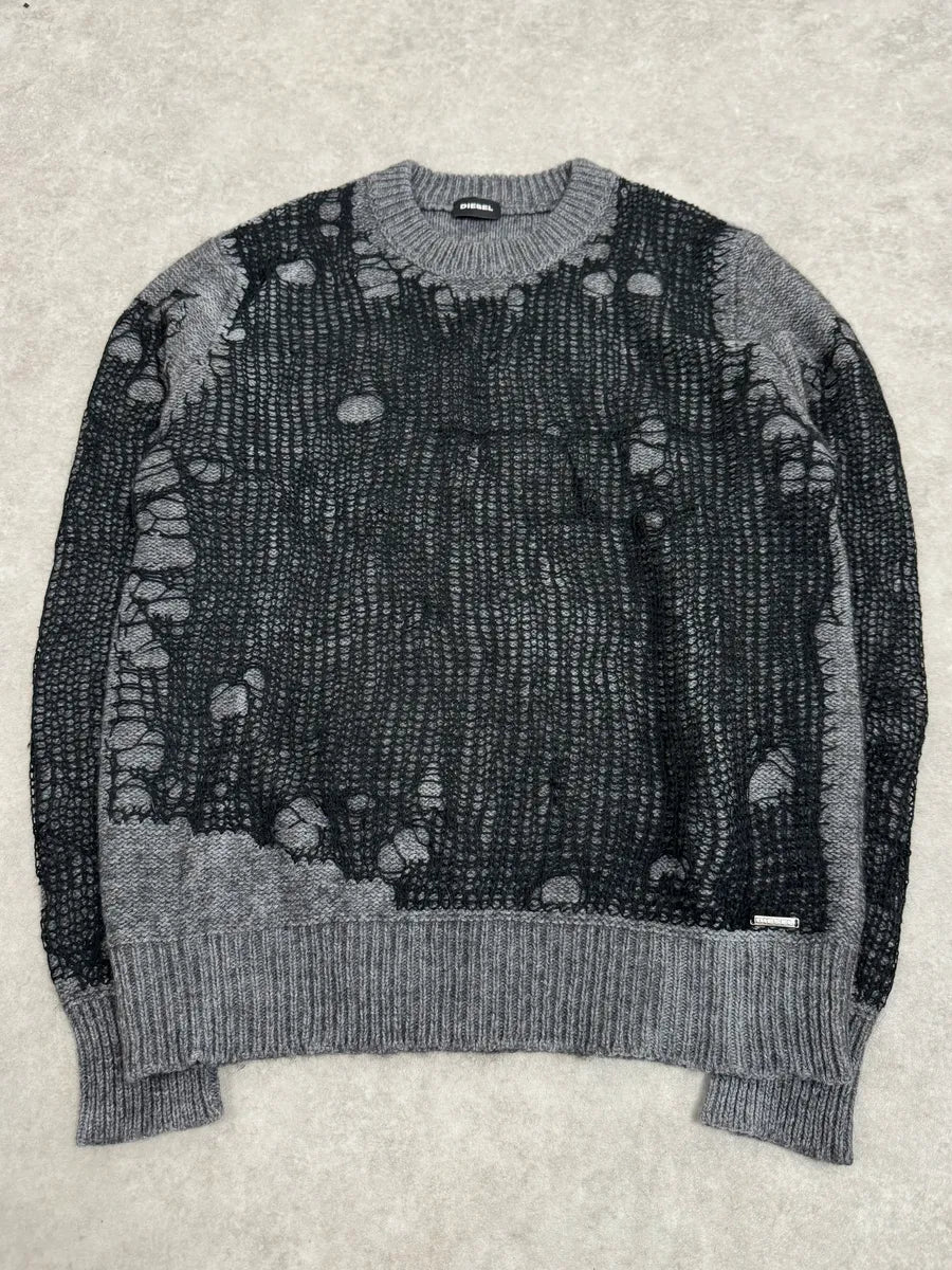 Diesel Grey & Black Net Contemporary Sweater NWBRcRy 3