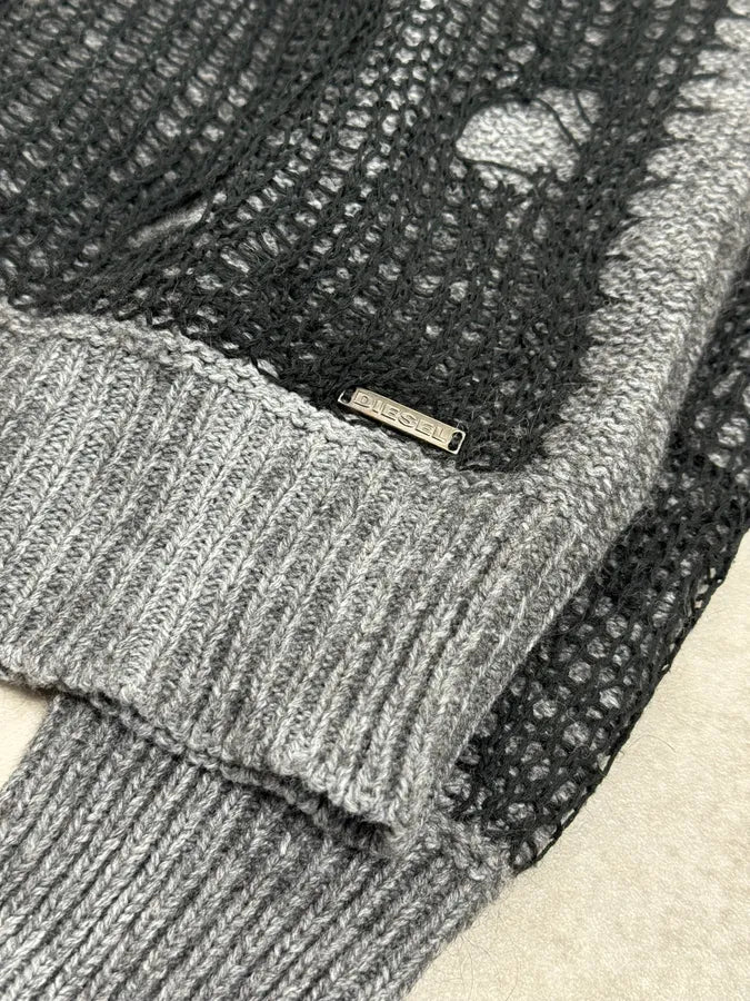 Diesel Grey & Black Net Contemporary Sweater NWBRcRy 6