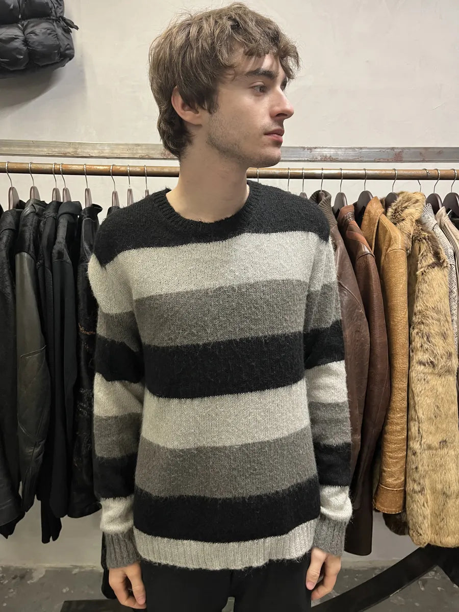 Diesel Grey & Black Stripped Knit Sweater (M) DfNdPXX 3