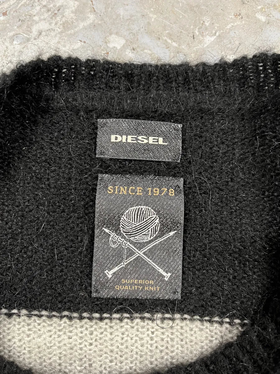 Diesel Grey & Black Stripped Knit Sweater (M) DfNdPXX 6