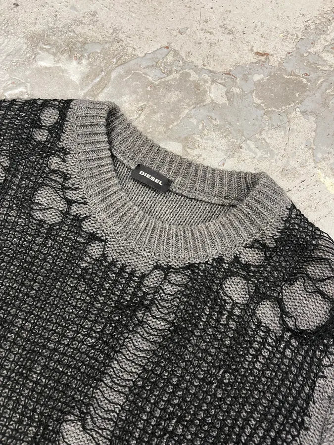 Diesel Grey & Distressed Black Layered Sweater DjPVlOD 4