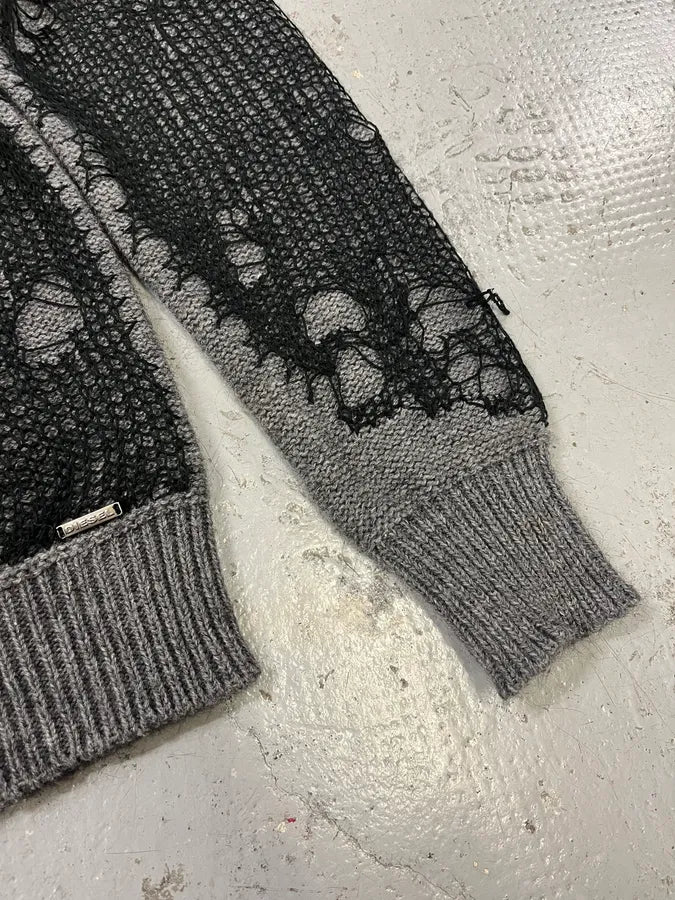 Diesel Grey & Distressed Black Layered Sweater DjPVlOD 5