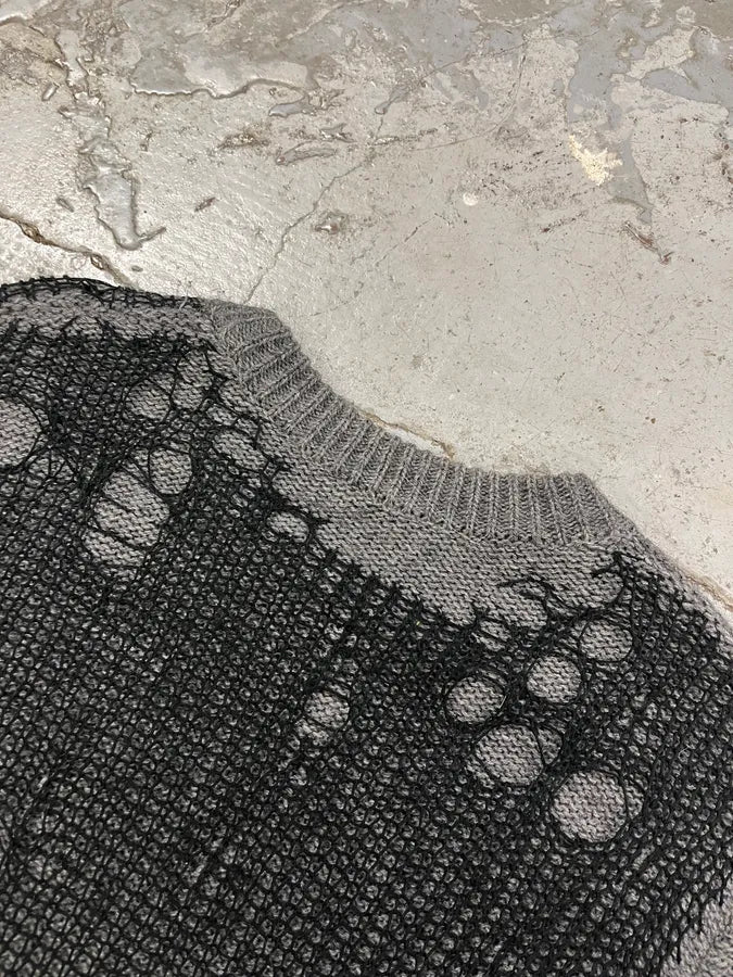 Diesel Grey & Distressed Black Layered Sweater DjPVlOD 7